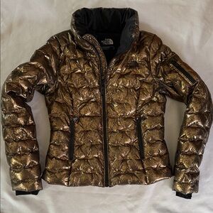 The North Face Women's Metallic Gold Down-Filled Puffer Jacket - Small
